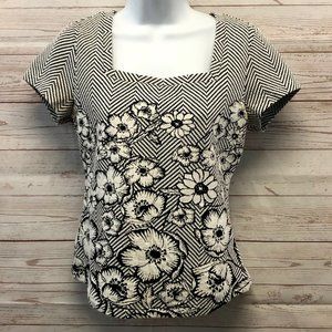 Maeve by Anthro Floral Chevron Stripes Top